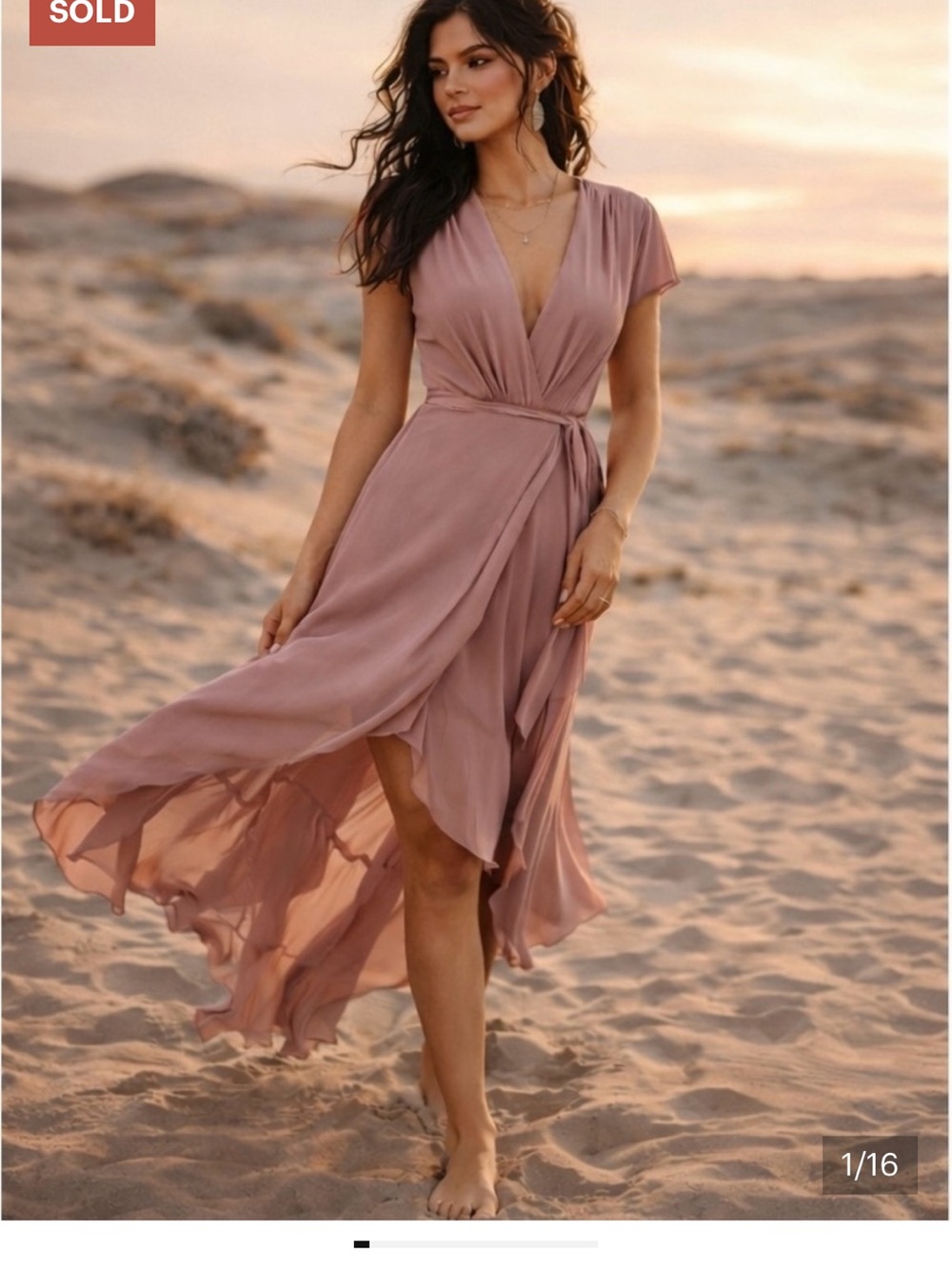 Reformation Blush Pink Wrap Midi M Viscose Boho Wedding Guest Romantic Feminine